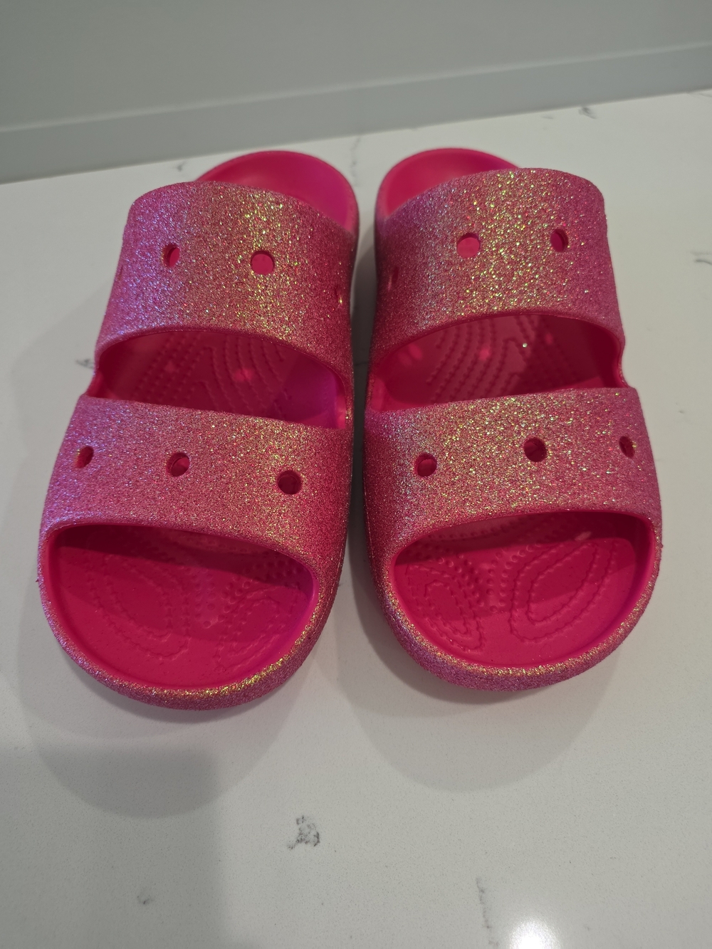CROCS Kids Glitter Slide Sandals - Pink